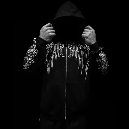 Breathedivinity Abyssal Wraith Oversized Zip up Hoodie VOID BLACK 6.webp